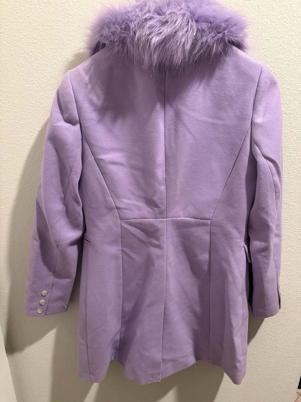 Topshop Double Breasted Faux Fur Collar Coat Lilac US 6 - Picture 5 of 7